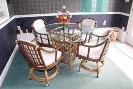 rattan glass table set