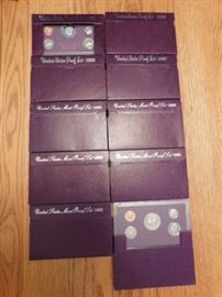 1984-1993 United States Mint Proof Sets 