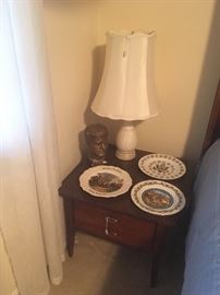 Side Table,Lamp,Collector Plates.