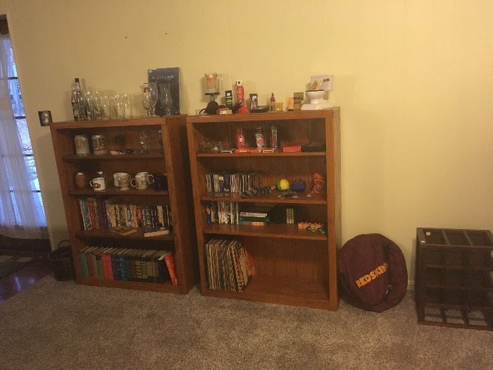 Bookshelves, Bar Items,Records,DVD's ,Books