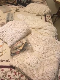 Vintage Crocheted Items/ Spreads,Tablecloths