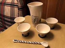 MID CENTURY STONEWARE BAR/LIQUOR SET