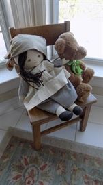 antique childs chair & doll