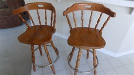 pair wooden barstools