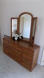Dixie mid century dresser with triple mirror