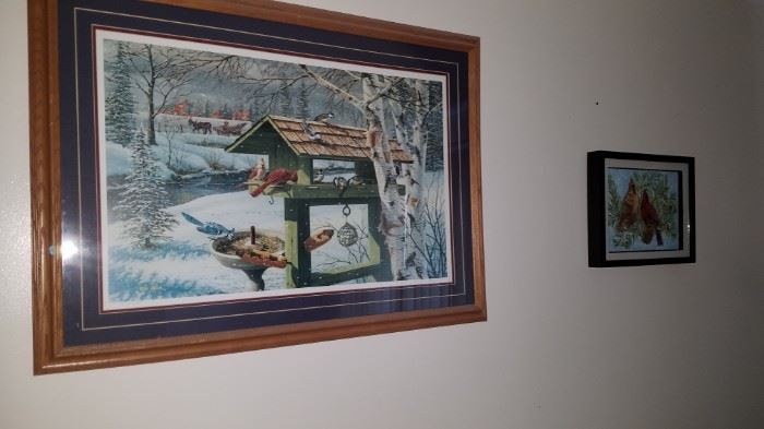 Bird picture. With winter scene. $65