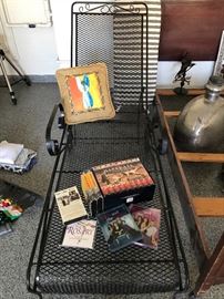 2 vintage metal frame chaises for sale