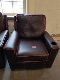 Brown Faux Leather Recliner with Cup Holder