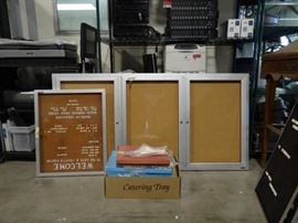 Glass Encased Bulletin Boards and Box of Letters