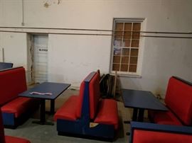 Red and Blue Double and Single Booth with 2 Tables