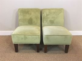Green Armless Chairs with Nailhead Trim