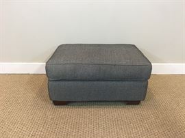Grey Herringbone Upholstered Rectangular Ottoman