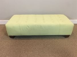 Long Rectangular Button Tufted Green Bench