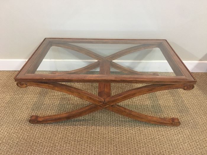 Rectangular Wood & Glass Coffee Table