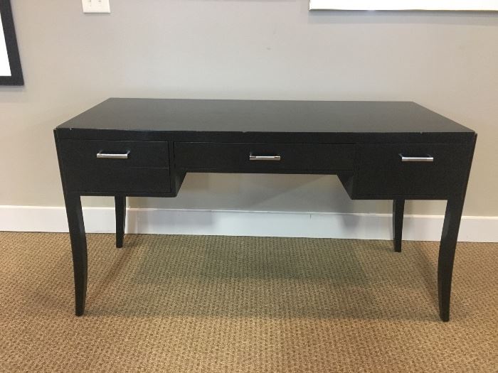 Black 3 Drawer Wood Desk