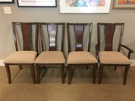 Set of 4 Natural Upholstered Wood Dining Table