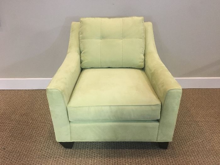 Green Stitch Tufted Microfiber Arm Chair