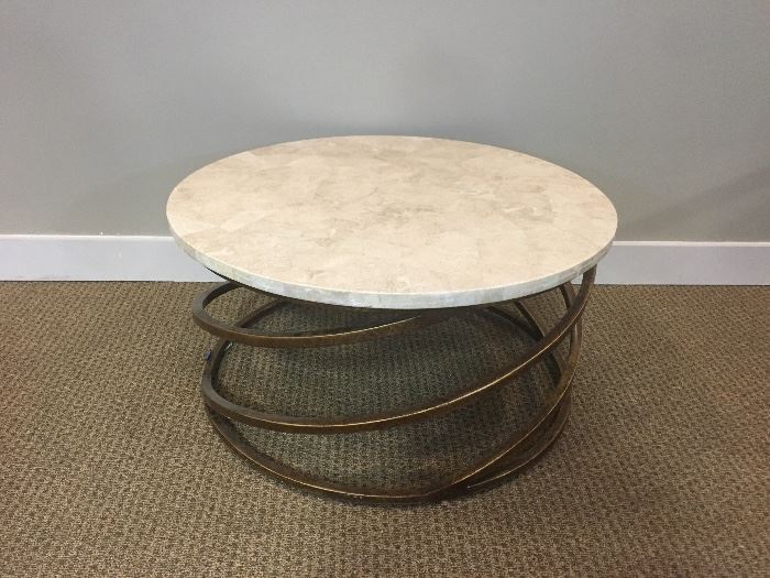 Bronze Coil Stone Top Coffee Table
