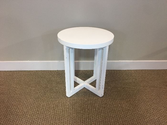 Round White Wood End Table