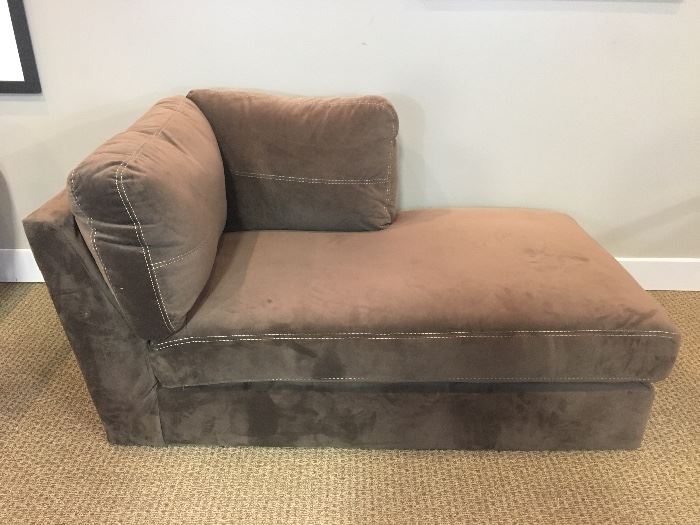Faux Suede Brown Chaise