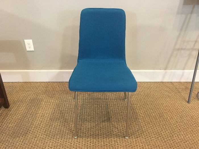 Blue Upholstered w/ Metal Legs Side Chair