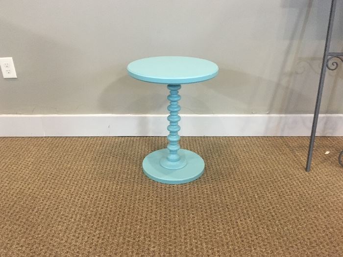 Round Blue Spindle End Table