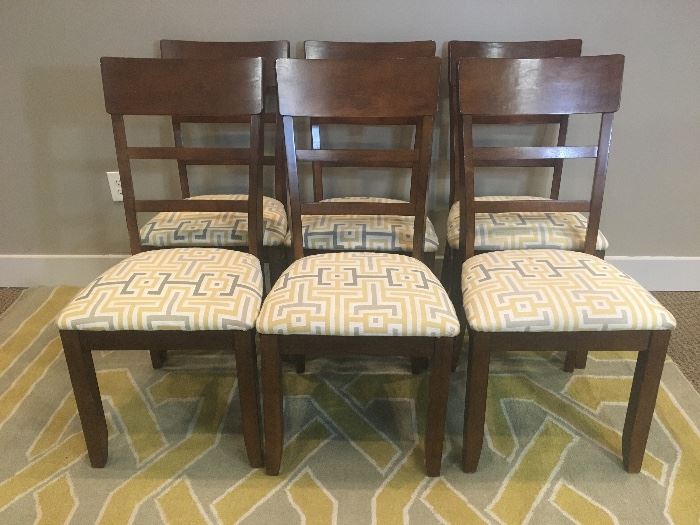Set of 6 Geometric Upholstered Dining CHairs