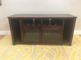 Glass Door Wood Entertainment Console