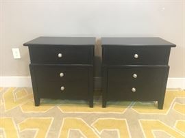 Pair of Black 3 Drawer Nightstands