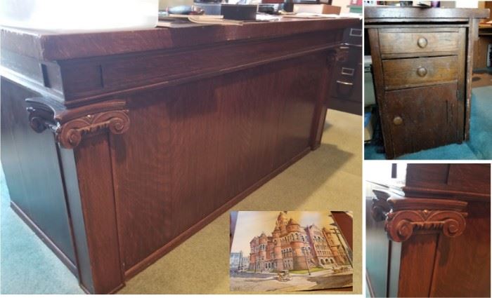 Solid wood desk made from Judge's platform at the old Red Courthouse