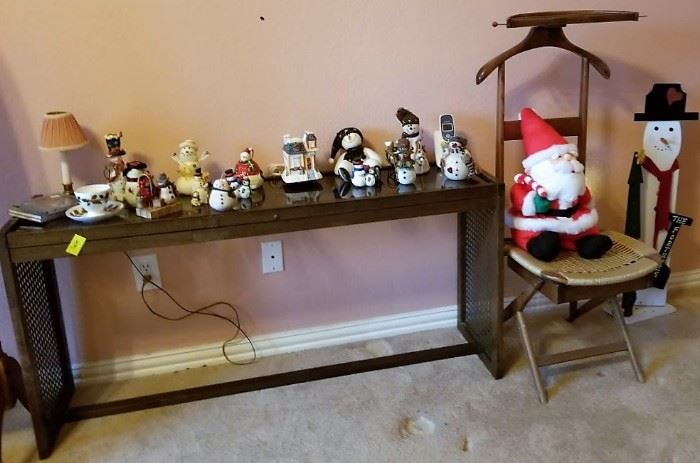 Santas and snowmen.  Valet chair