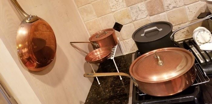 kitchen copper pots and pans by Crate and Barrel