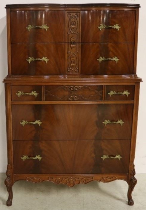 Fancy carved mahogany chest on chest