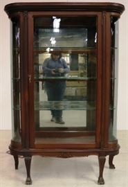 J Curved glass cabinet on paw feet