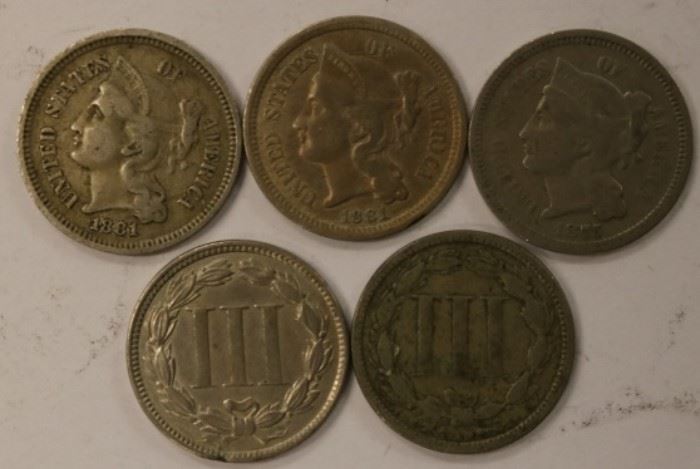20 Silver 3 cent nickels