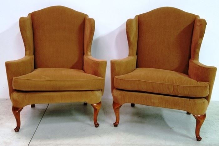 Pair Drexel wingback chairs