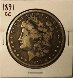 1891 Carson City silver dollar coin