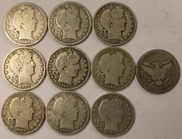 110 Barber half silver coins
