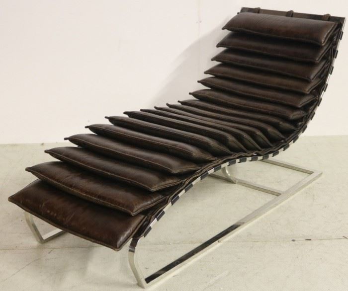 Leather & chrome chaise lounge