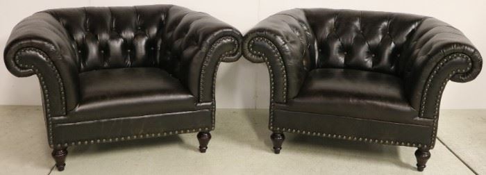 Pair Chesterfield leather chairs