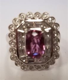 14K Pink sapphire & diamond ring Ap $8,800