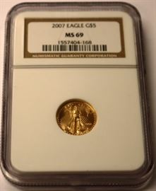 2007 $5 Gold graded MS69