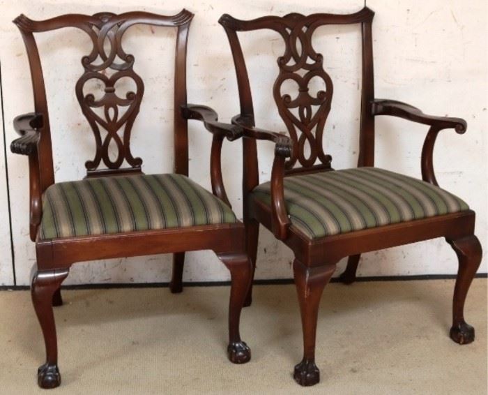 Pair Chippendale arm chairs