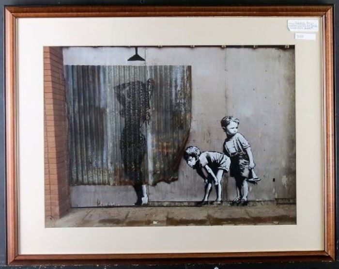Peeping boys by graffiti artist Banksy