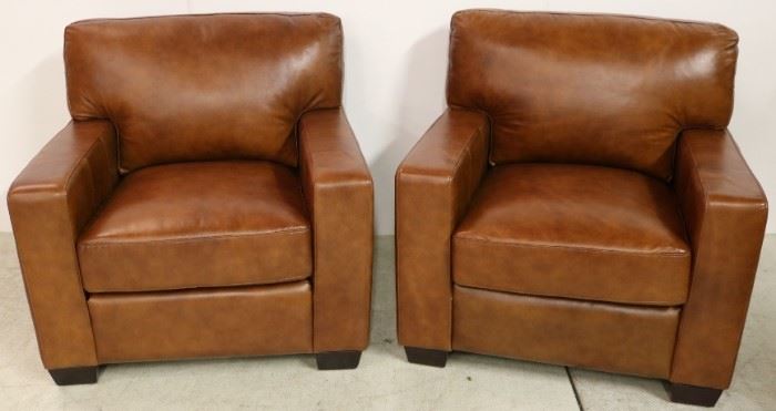 Pair Lazzaro leather club chairs