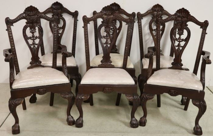 Heavily carved Chippendale chairs