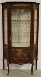 Hand painted French vitrine cabinet
