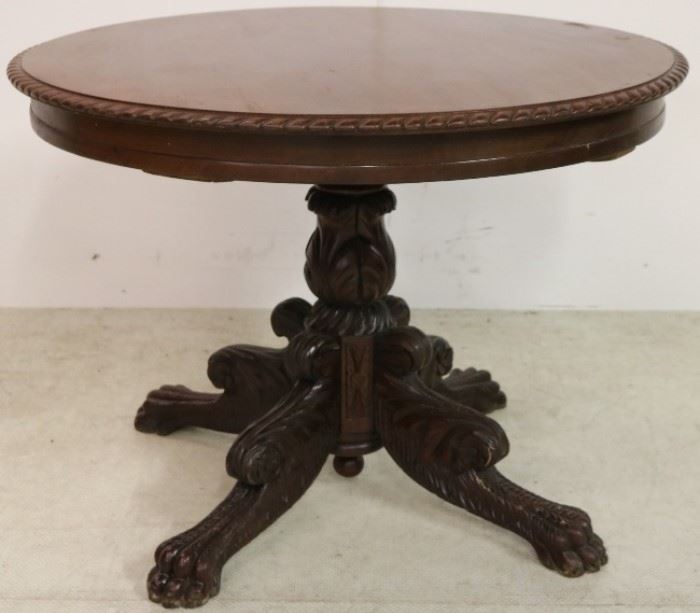 Paw foot round parlor table
