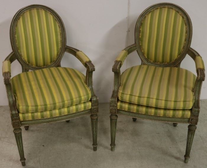 Pair cameo back arm chairs