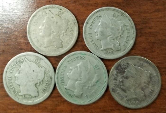 Three cent coins